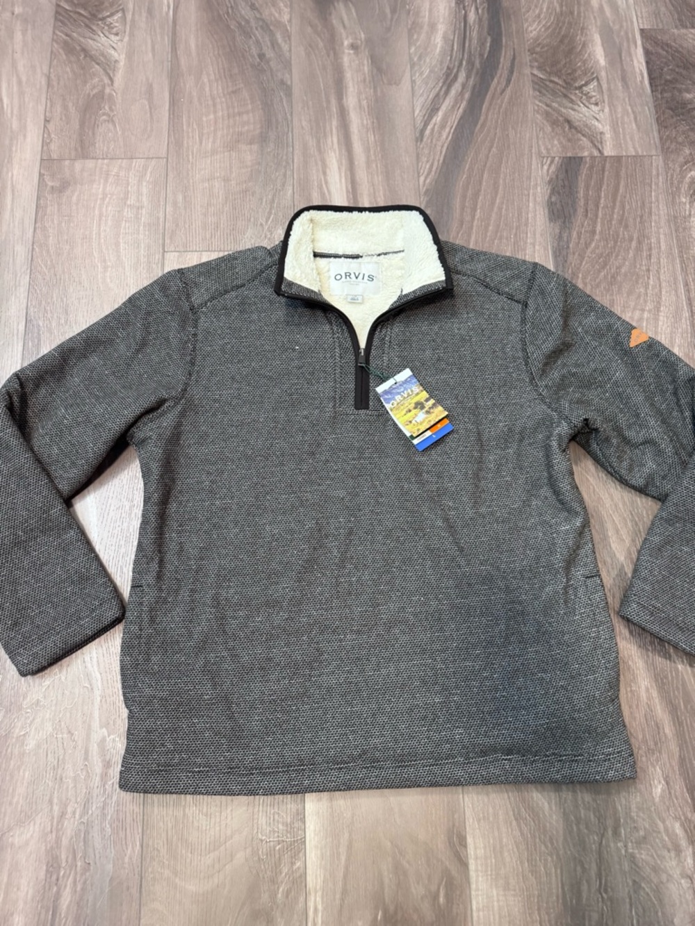 Orvis Men's Gray Half-Zip Sherpa-Lined Sweater NWT Large